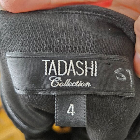 VTG 90s Tadashi Collection Midi Dress Sz 4 Black Holiday Party Cocktail - Picture 9 of 11